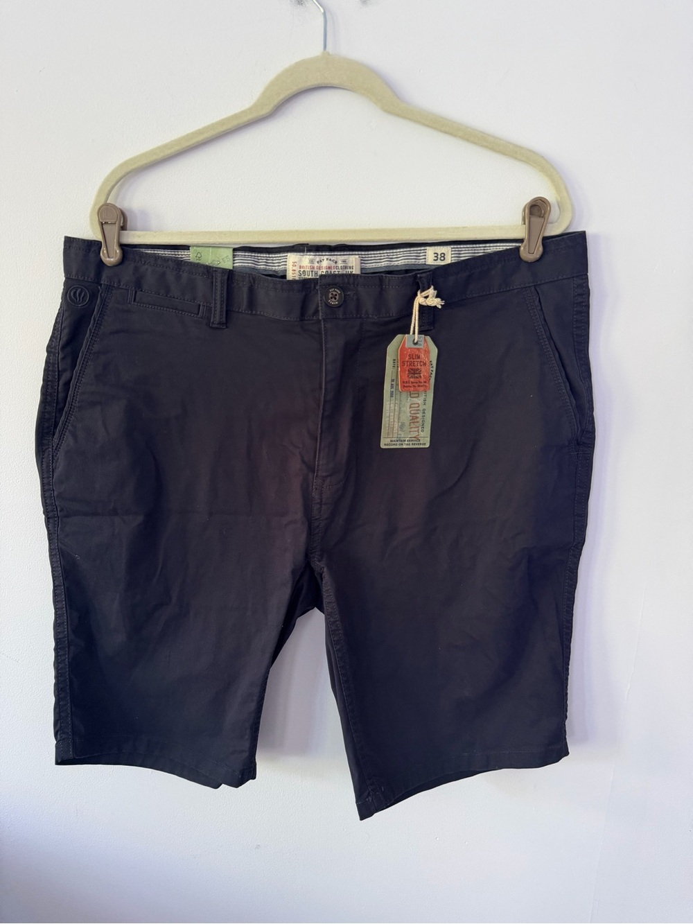 Fat Face Men's Navy Flat-Front Shorts slim stretch size 38